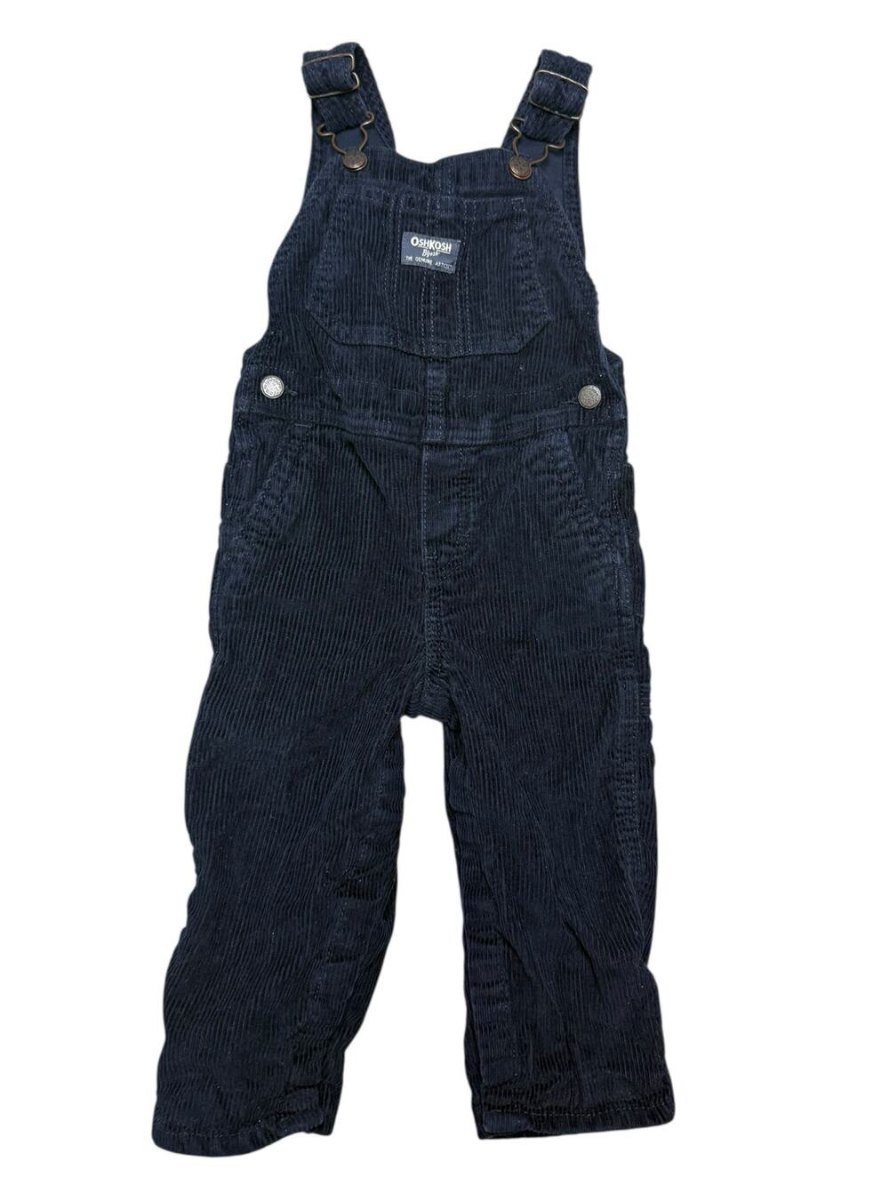 OshKosh B’gosh Navy Corduroy Overalls Toddler 24M Cargo Pockets Classic Vestbak